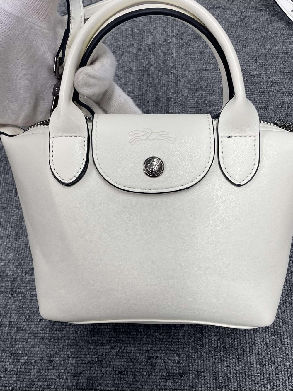Longchamp Le Pliage Xtra Xs Leather Handbag, White
